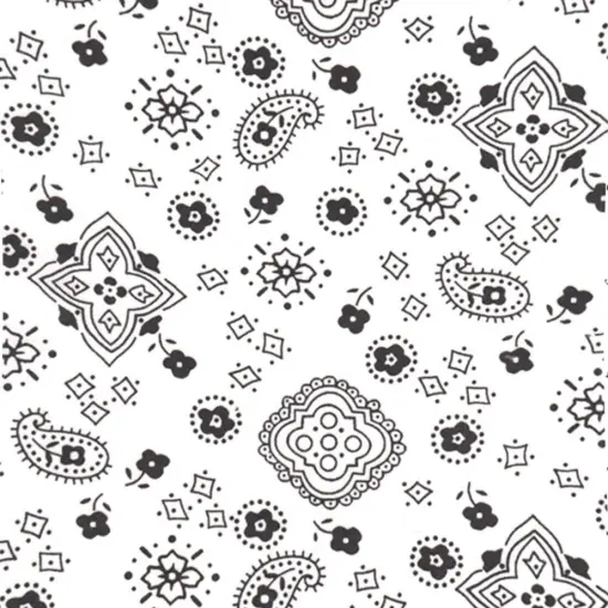 1 Yard DIY Bandana Print Fabric Soft Cotton Poly, Continuous Yardage, Machine Washable 58/59 Inches Wide White {1}