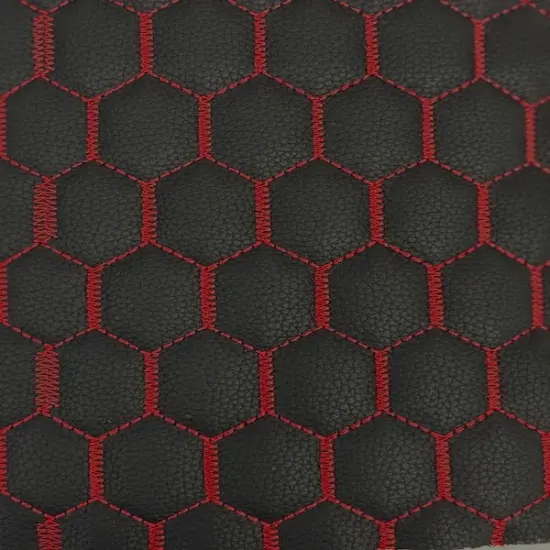1 Yard Honeycomb Quilted Faux Leather Vinyl Fabric For Upholstery Car Seats Crafts Wall 54" Width Black | Orange {5}