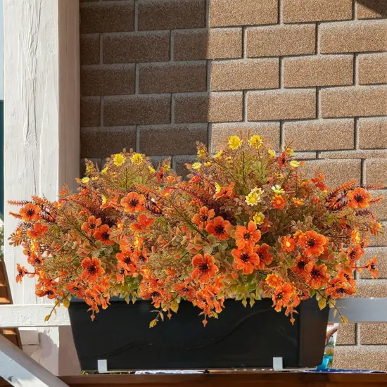 16PCS Fall Artificial Flowers - Orange Mums {5}