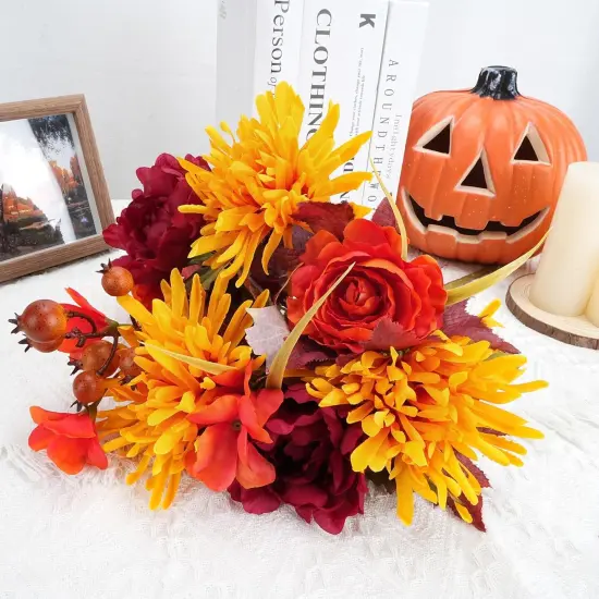 2 Bundles Artificial Fall Flowers - Mixed Bush (19.29") {3}