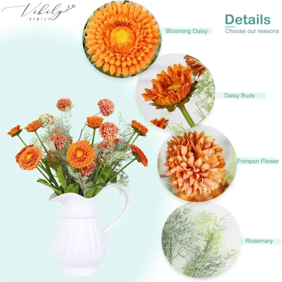 Fall Flowers Orange Daisy Artificial Flowers {2}