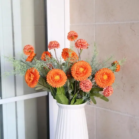 Fall Flowers Orange Daisy Artificial Flowers {4}