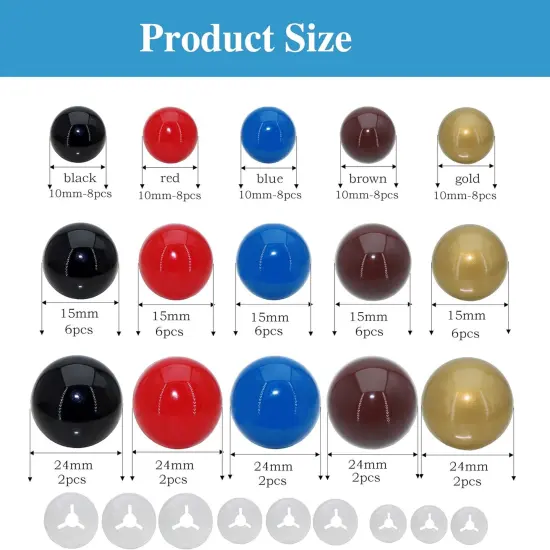 1Box(160pcs) 3Size 5Colors Threaded Shank Design Plastic Safety Eyes Craft Eyes {2}