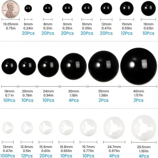 160pcs 6-40mm Upgraded Safety Eyes for Crocheting {2}