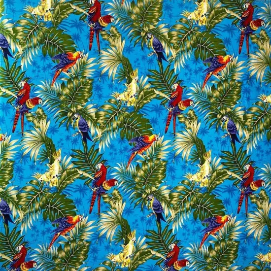1 Yard Parrots Split Monstera Palm Leaves Peackskin Fabric, 100% Polyester 45 inches Width Tropical Print Fabric Cream {5}