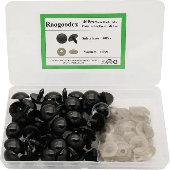 40Pcs 22mm Large Black Plastic Safety Eyes {1}