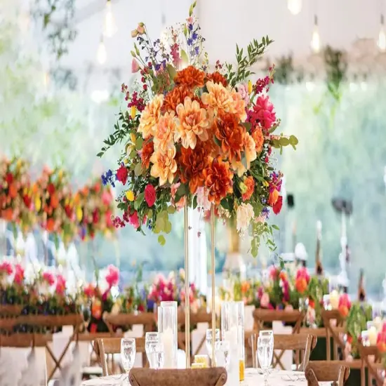 6Pcs Artificial Fall Flowers (Rust+Champagne) {3}