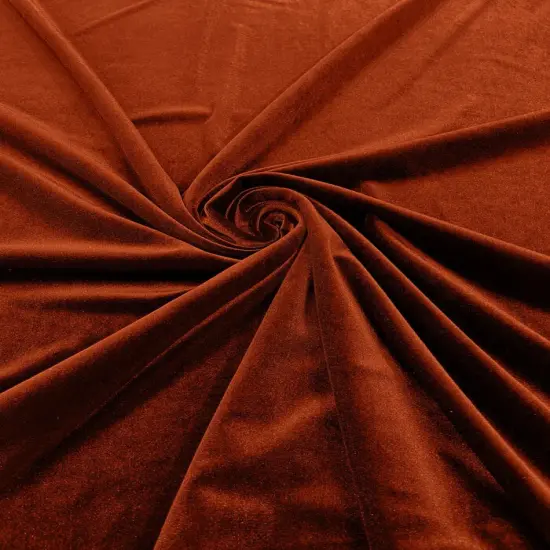 1 Yard Luxurious Stretch Velvet Fabric Polyester Lycra Spandex 58/60" Wide Burnt Orange {1}