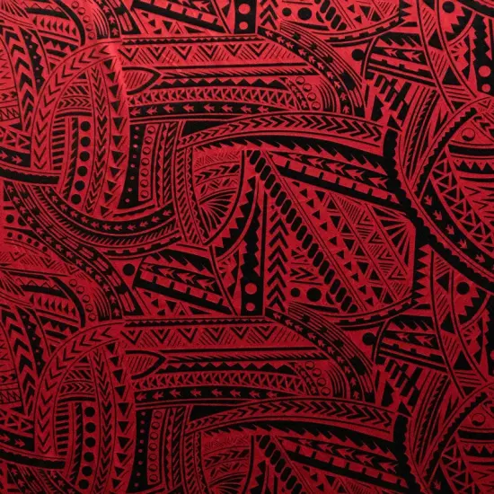 1 Yard Polynesian Tattoo Traditional Foil Fabric Metallic Print 60 Inches Wide Hunter Green/Black {4}