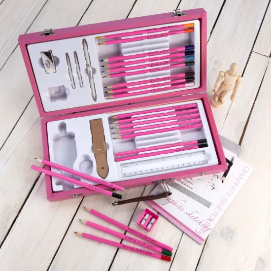 PA-DS3000 | Pink Art&trade; 32pc Beginner's Sketching & Drawing Travel Art Set {1}