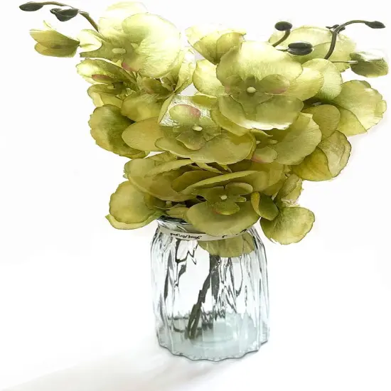 4 Pcs Silk Artificial Orchid Flowers Stem, 8 Heads Faux Phalaenopsis Flowers Branches 27.5'' Artificial Flowers Plants for Pots Vase Decor (Green) {4}