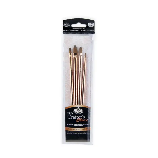 RCC PRO104-ZP | Crafter's Choice&trade; Pro 4pc Synthetic Sable Filbert Brush Set {1}
