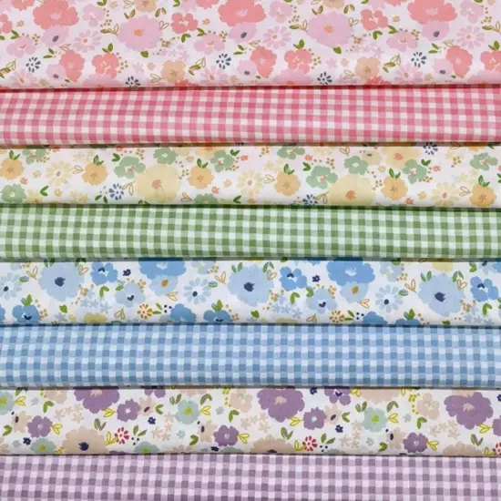 8Pcs Big Flowers Square Cotton Fabrics - 20" x 20" {1}