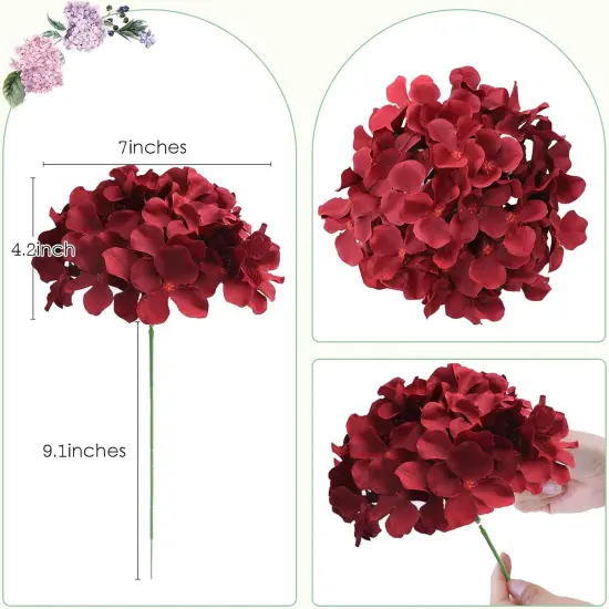 Burgundy Artificial Flower Bouquets - 10pcs Heads {3}
