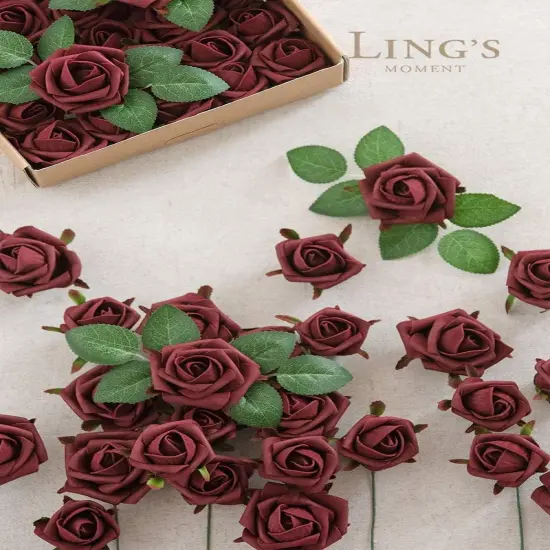 Artificial Flowers Burgundy Rose Buds and Small Roses Bouquets {5}