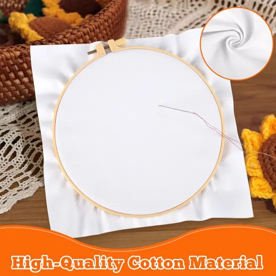 10 PCS Embroidery Fabric, Pre-Cut White Natural Cotton Embroidery Cloth Fabric {2}