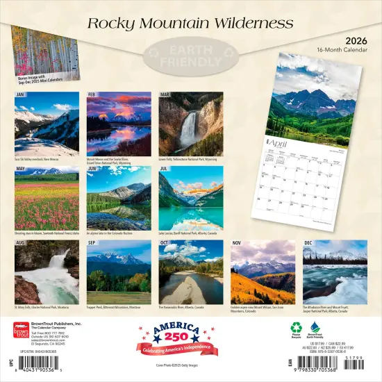 Rocky Mountain Wilderness | 2026 12 x 24 Inch (Hanging) Monthly Square Wall Calendar | Plastic-Free {2}