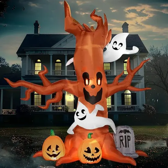 Halloween Inflatable Scary Tree with Ghost Decorations {1}