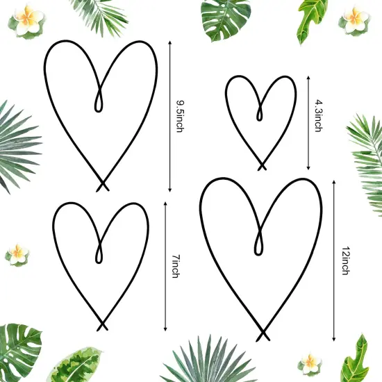 4 Pieces Metal Heart Wall Art Décor, Love Heart Wall Decoration Sign Metal Wall Ornaments for Valentine's Day Bedroom Living Room Decoration (Black) {6}