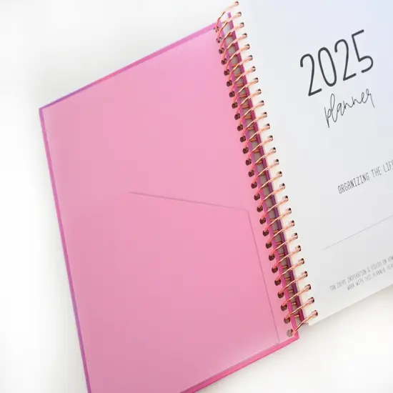 2025 Planner - Mini Horizontal Layout, Spiral Bound - "Fuchsia Strokes" (#404) {4}