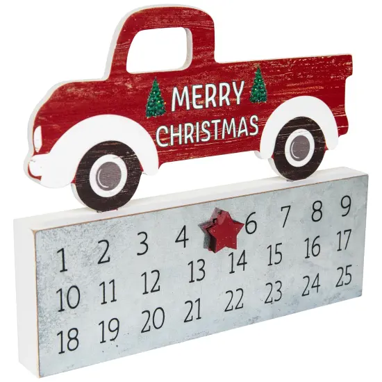 Northlight Merry Christmas Truck Wooden Advent Calendar - 9" Red {4}