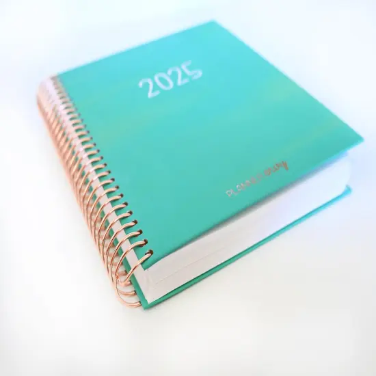 2025 Planner - Mini Signature Layout, Spiral Bound - "Teal Strokes" (#502) {6}