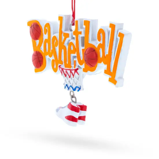 Basketball Word with Shoe and Hoop Resin Christmas Ornament {3}