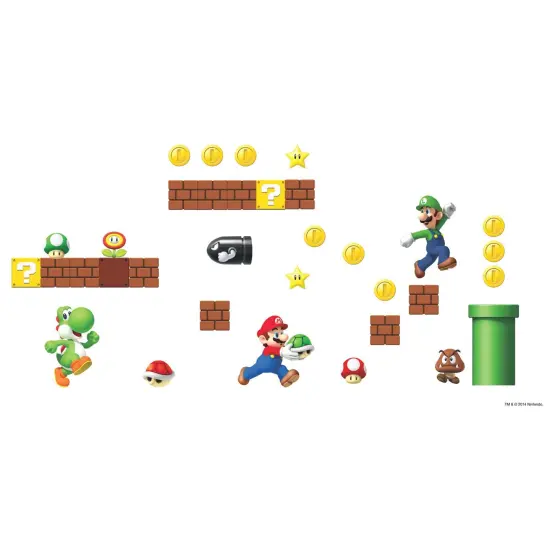 RoomMates RMK2351SCS Nintendo New Super Mario Bros Build a Scene Peel and Stick Wall Decals, Multicolored {2}