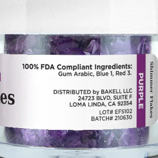 Purple Edible Shimmer Flakes 4 Gram Jar {6}