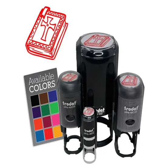 Medieval Holy Bible Book Crusades Self-Inking Rubber Stamp Crafting Planners Orange {7}