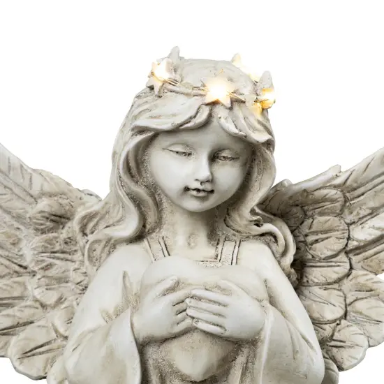Northlight LED Lighted Angel Holding Heart Statue - 11.75" Beige {7}