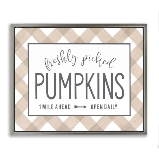 Freshly Picked Pumpkins Country Farm Plaid SignFloating Frame Canvas Art Gold {7}