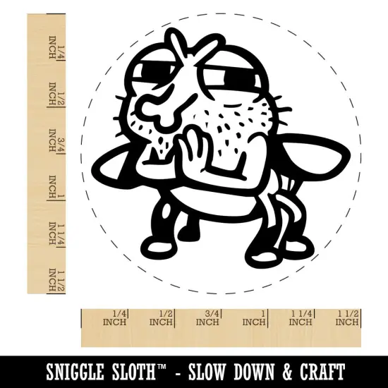 Grimey Fly Rubbing Hands Bug Insect Self-Inking Rubber Stamp Crafting Planners Black {1}