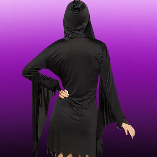 Ghost Face Glamour Costume for Adults Small Medium Halloween Hooded Mini Dress Iconic Mask Outfit {5}