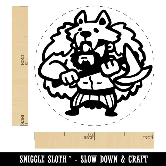 Barbarian Wolf Man Viking Warrior With Axe Self-Inking Rubber Stamp Crafting Orange {1}