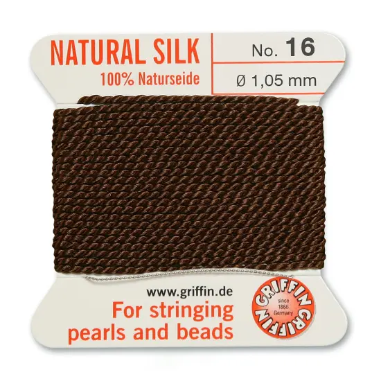 Size 16 Griffin Bead Cord 100% Natural Silk Brown {2}