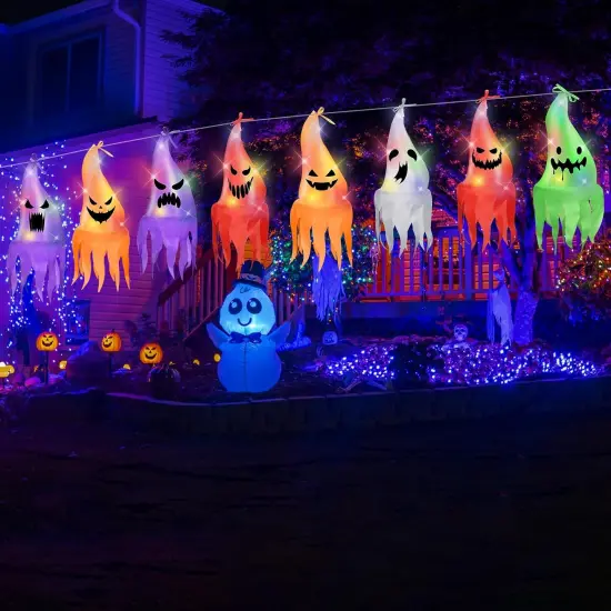 Halloween Decorations Outdoor Hanging Ghosts with Lights {4}