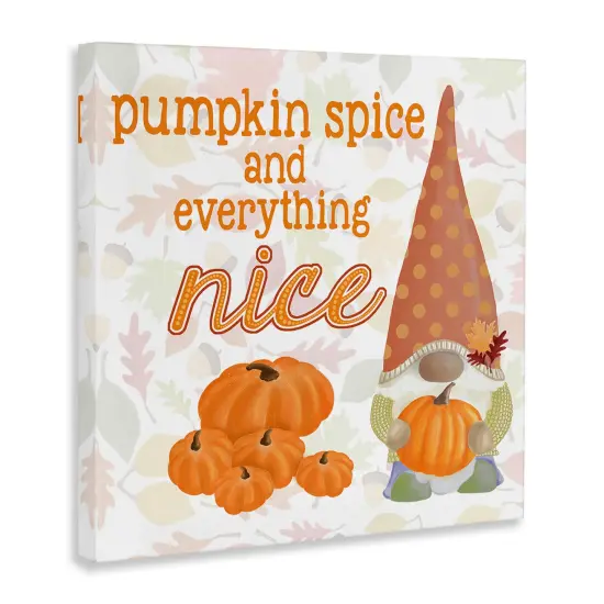 Pumpkin Spice Garden Gnome Patterned Autumn Botanicals Canvas Art {3}