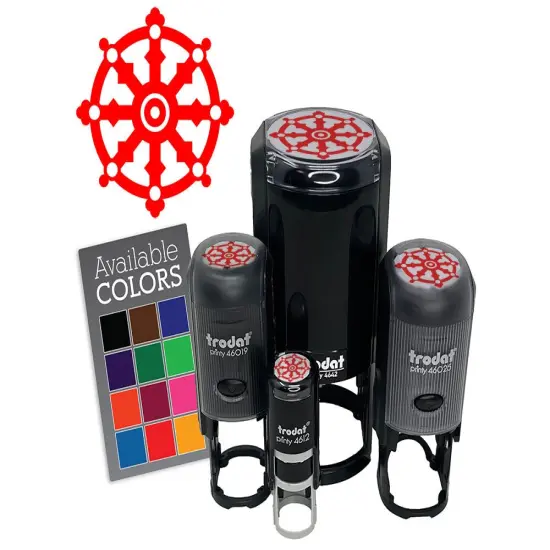 Dharma Wheel of Law Buddhism Hinduism Religion Dharmachakra Self-Inking Rubber Stamp Black {7}