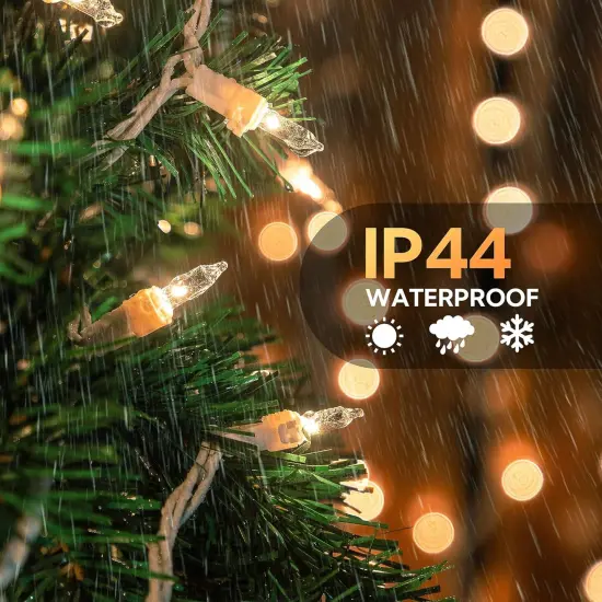 100 Count Clear Christmas Lights White Wire,23Feet Incandescent Clear Mini Lights,Connectable Indoor Outdoor Christmas Tree String {4}