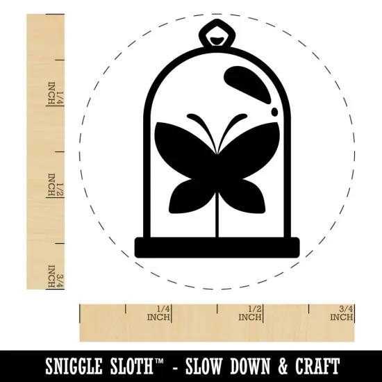 Taxidery Butterfly Insect In Glass Case Self-Inking Rubber Stamp Crafting Orange {1}