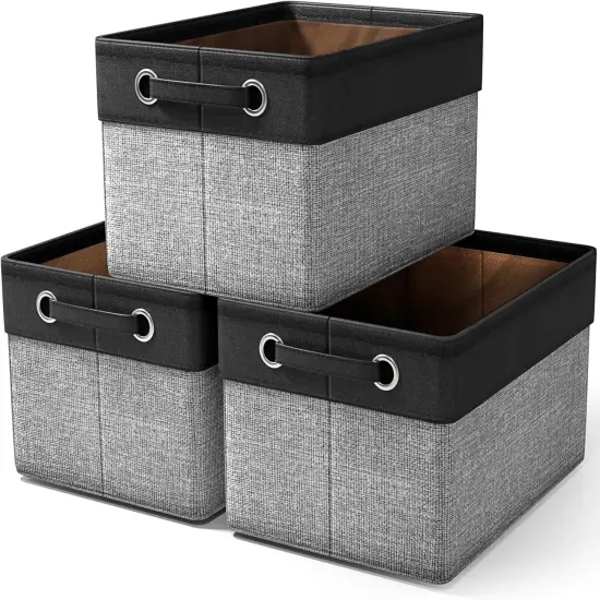 Fabric Storage Cubes 15 Inch- Big Sturdy Collapsible Canvas Storage Bins with Dual Handles {1}