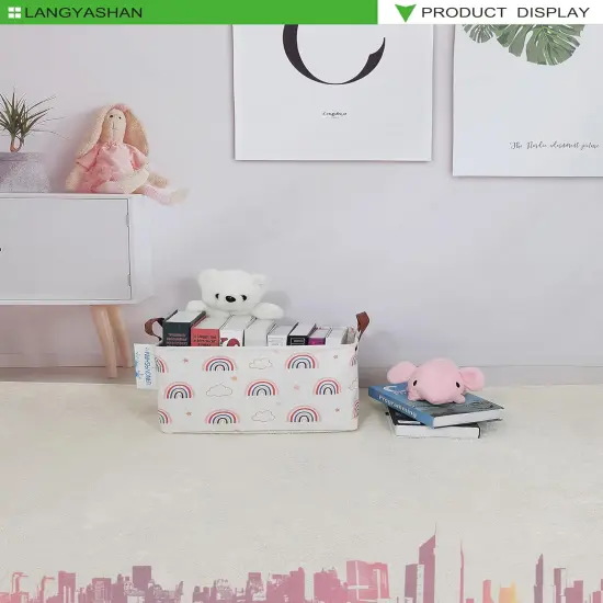 Rectangular Storage Bin Collapse Canvas Fabric Cartoon Storage Basket with Handles for Organizing {4}