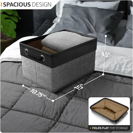Fabric Storage Cubes 15 Inch- Big Sturdy Collapsible Canvas Storage Bins with Dual Handles {3}