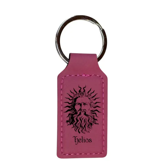 Keychain - Rectangle - Helios God of the Sun - Leather Black/Silver {2}