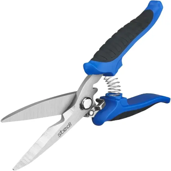 Multipurpose Heavy Duty Scissors, High Carbon Stainless Steel Shears with Fine Serrated Blades Easy to Cut Cable Notches,Non-Slip Comfort Handle, Cuts Wire, Carton,for Household Pruning, Office {1}