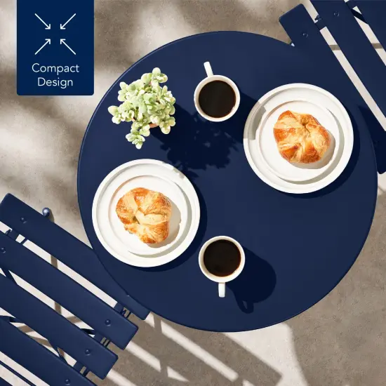Best Choice Products 3-Piece Small Bistro Set, Folding Patio Furniture Set of 2 Chairs and Table Navy {6}