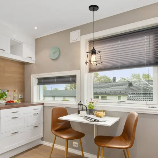 Black Metal Hanging Pendant Light Industrial Adjustable Fixture for Kitchen Island, Hallway, Bar, or Dining Room {5}