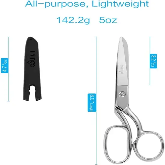 8" Professional Heavy Duty Tailor Fabric Scissors, Dressmaker Sewing Classic Stainless Steel Ultra Sharp Forged Shears, Bent {2}