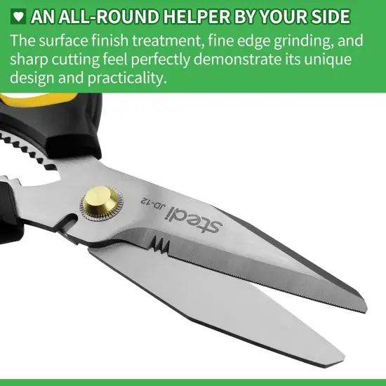 8-inch Scissors Heavy Duty, Multipurpose Scissors, Stainless Steel Blade, with Small Serrations and Protective Cover, Comfortable Non-Slip Handle, Easy Cutting Cardboard,Wires,Leather, Fabric. {3}